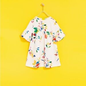 Zara Girls Floral Dress with Ruffle Sleeves